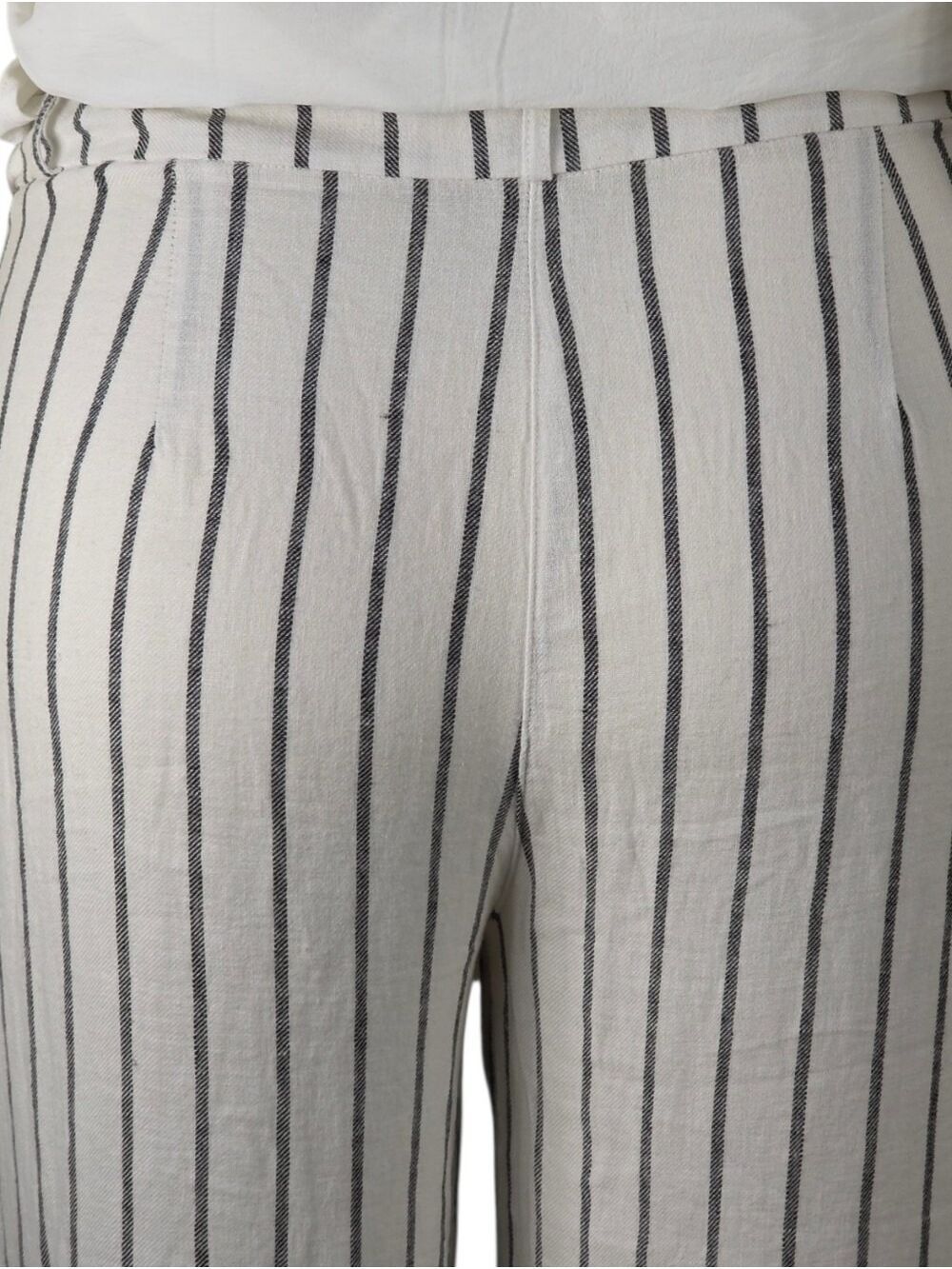Dex Linen Blend White Black Stripe Wide Leg Crop Pants Pleated Coastal XL NWT - Picture 4 of 10